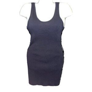 Calvin Klein Jeans Vintage Black Ribbed Logo Striped Knit Tank Dress Size M